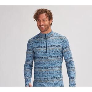 Backcountry Spruces Print Merino Baselayer 1/4-Zip Top 85% Merino Wool - Men's M